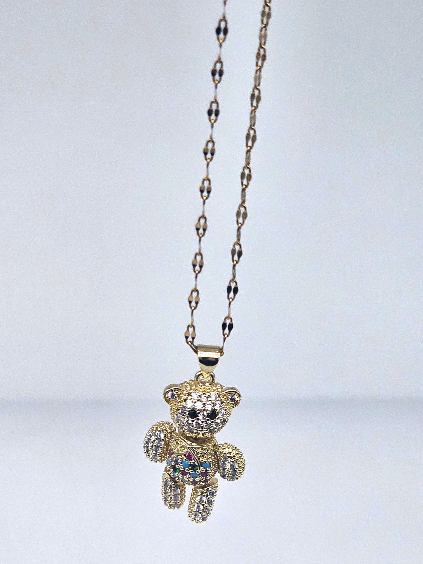 Gold Teddy Bear Pendant with Jewelery Box
