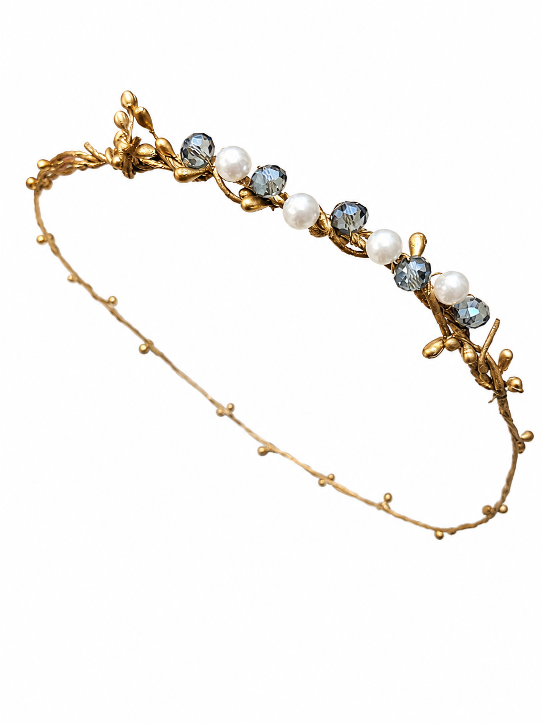 Gold halo headband - Silver and Blue crystals