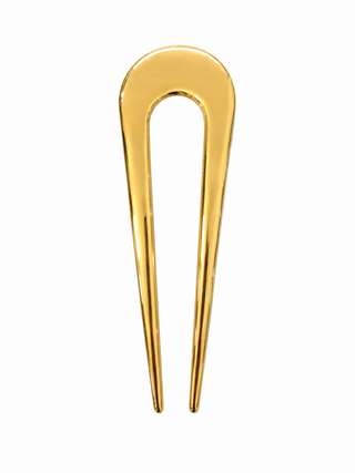 Elegant U-shaped alloy metal hair pin for women securing a bun hairstyle