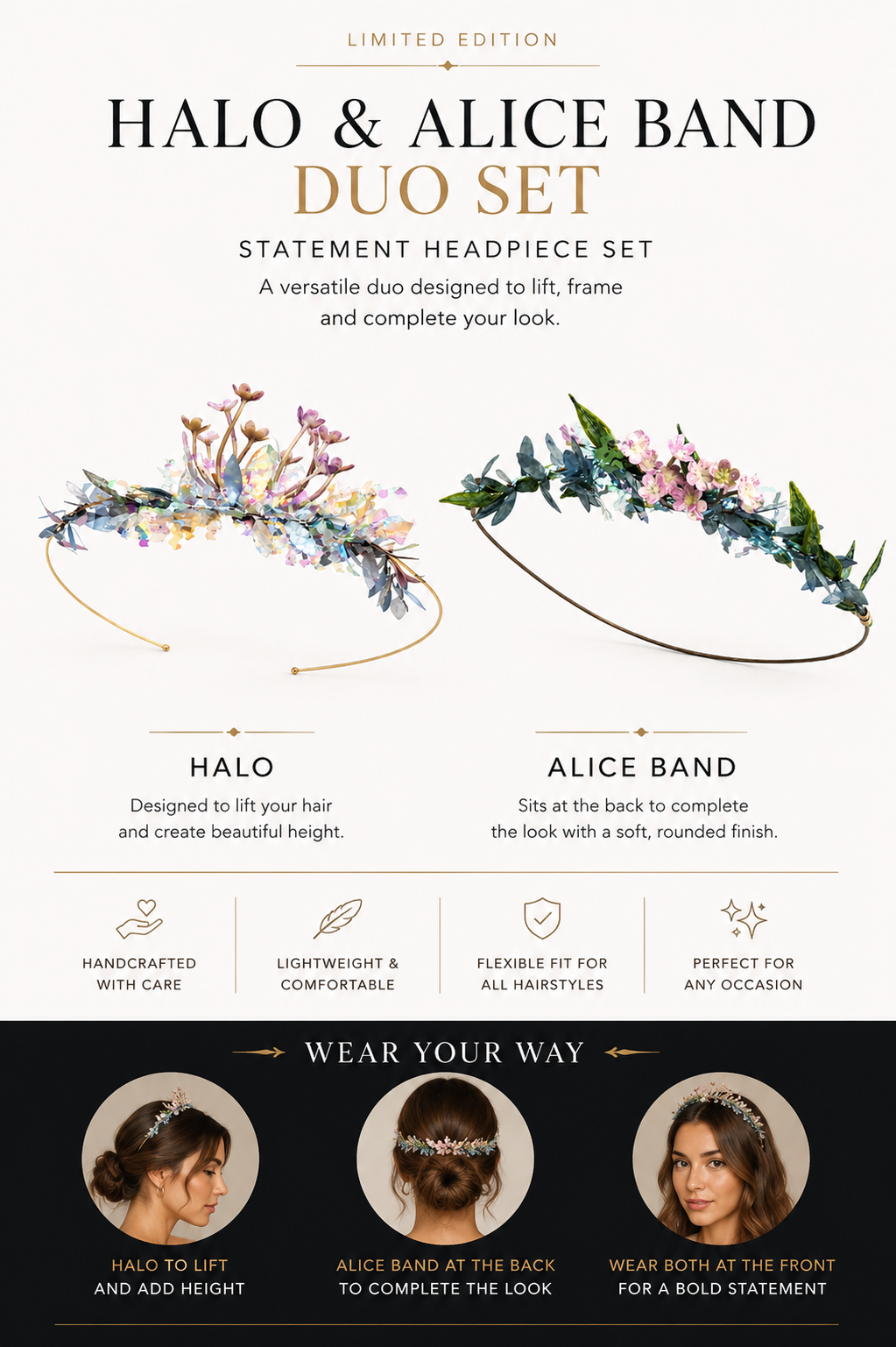 How to Wear Your Halo & Alice Band Duo Set