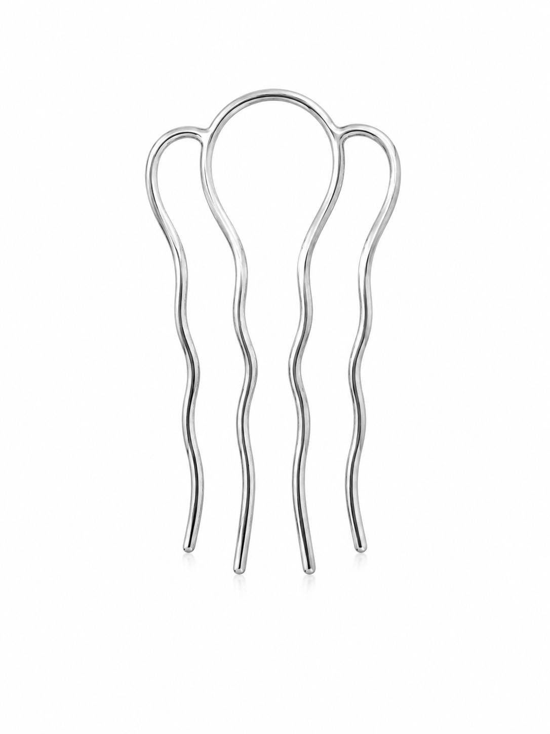 Silver plated brass French U-shaped hair comb.