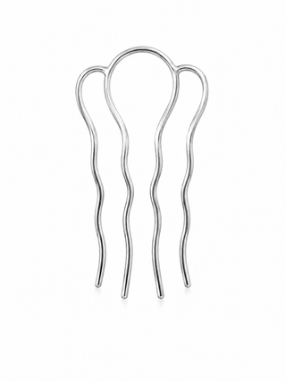 Silver plated brass French U-shaped hair comb.