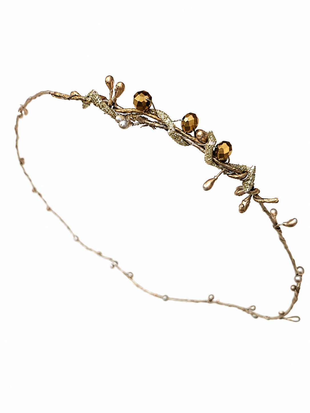 Golden Goddess Crystal Twig Halo Crown with Gold Crystals