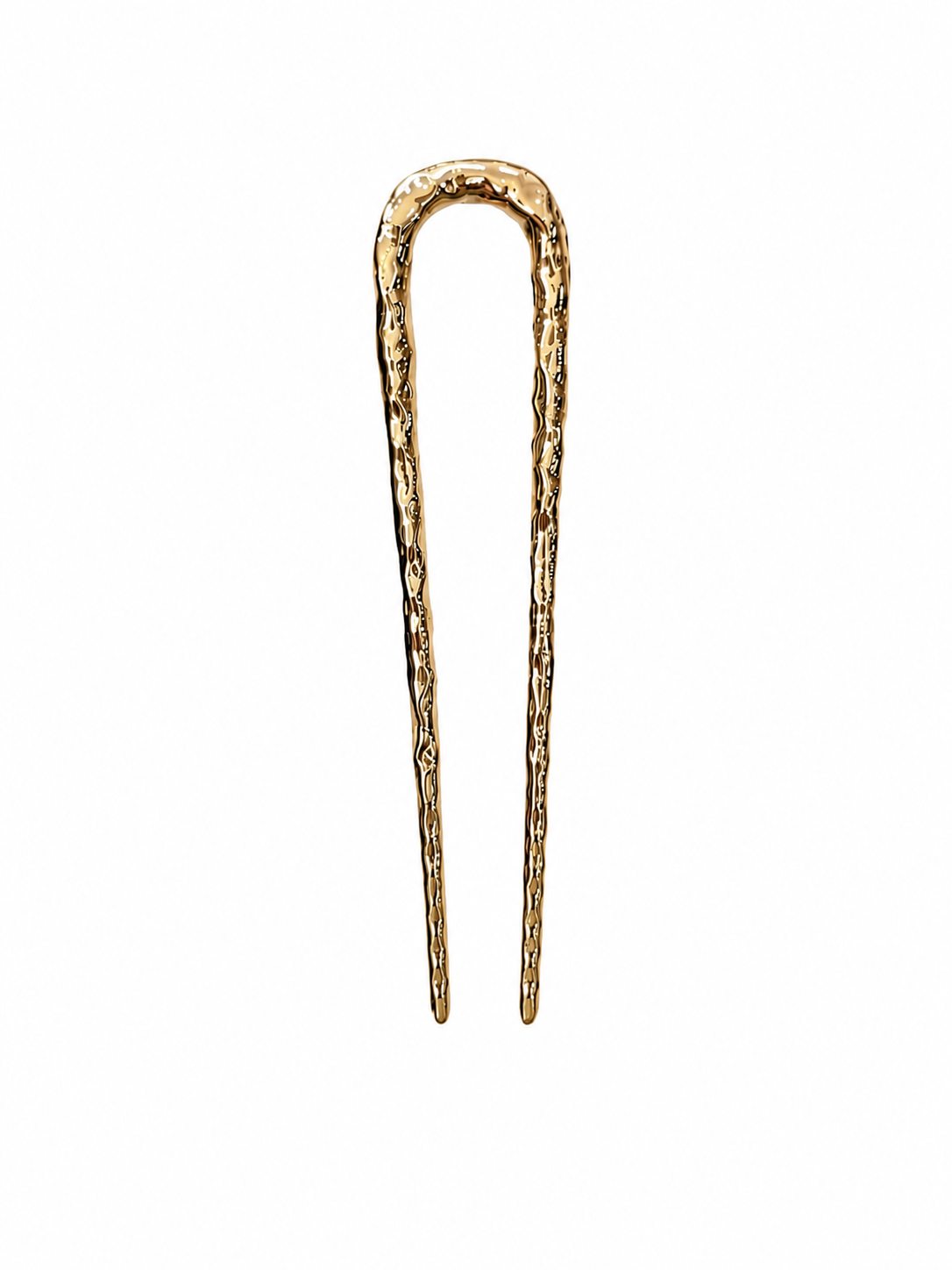 Textured stainless steel hair pin with polished Gold finish