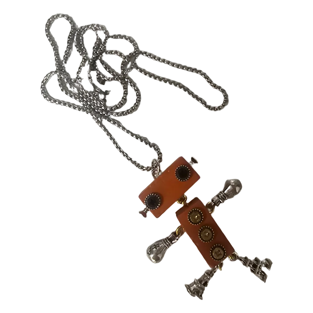 Robot Necklace brown Stainless Steel