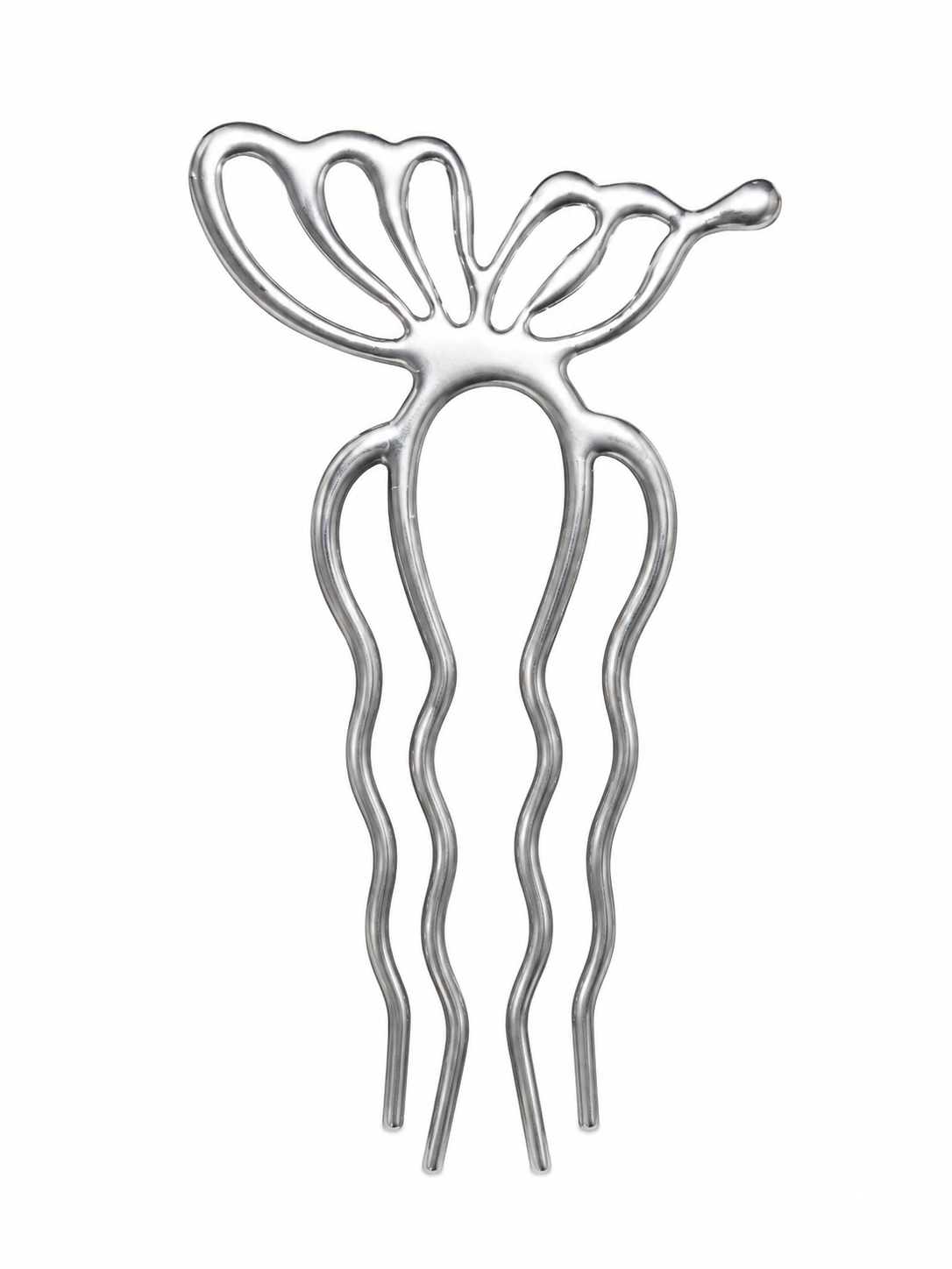 Sculptural silver butterfly hair pin 