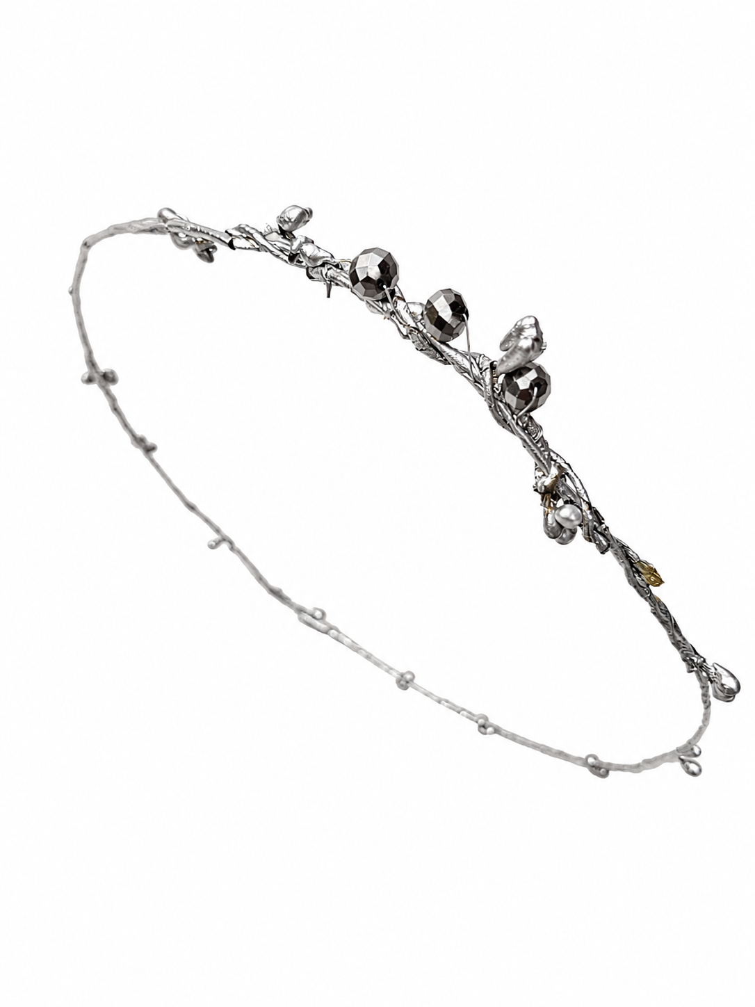 Silver Halo Headpiece with 3 Stones