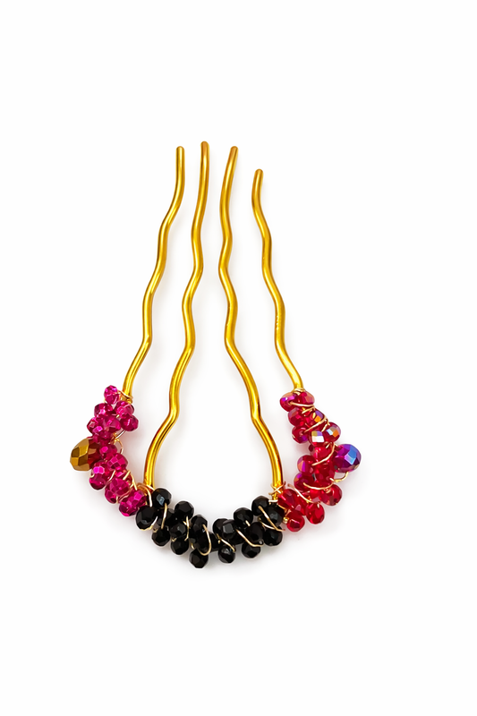 Handmade Black and Red hair pin